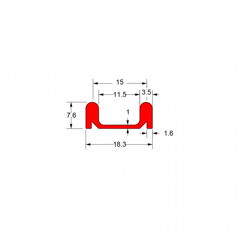 LOWER GLASS RAIL 5m / MATT BLACK